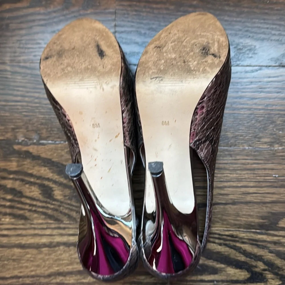 GUESS HONDO-3 SNAKESKIN OPEN TOE PUMP SIZE 8 - Picture 6 of 9